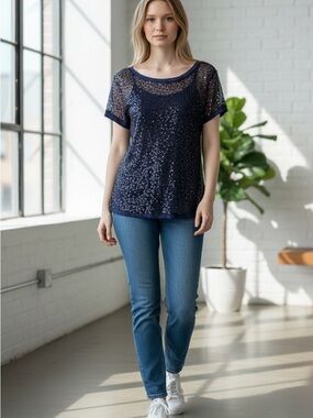 INC International Concepts Navy Sequin Camisole